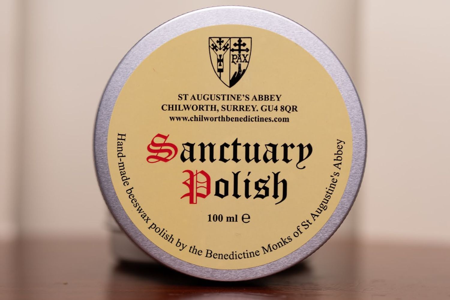 Beeswax furniture polish made at St Augustine's Abbey, Chilworth